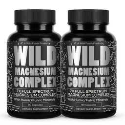 Wild Magnesium Complex for Women & Men – 7 Magnesium Forms in One: Glycinate, Citrate, Malate & More – High-Absorption Magnesio Complex with Fulvic Mineral Blend – 90 Capsules, 450 mg (Pack of 2)