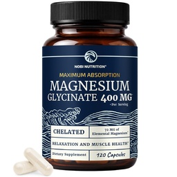 Magnesium Glycinate 400mg ← High Absorption Formula for Sleep, Calm, Muscle Relaxation, Heart, Bone & Nerve Support for Women ' Men ← Chelated Magnesium Glycinate Supplement tención 120 Ct (2 Month Supply)