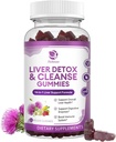 Liver Cleanse Detox & Repair Gummies- New Formula Liver Support Supplement with Milk Thistle Silymarin,Dandelion, Artichoke Extract & Elderberry - No Sugar, Liver Health Supplement - 60 Vegan Gummie