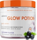 The Genius Brand Genius Glow Potion - Daily Skincare Supplement for Glowing Skin - Supports Hydration, Elasticity, Immune Health & Brain Function - Powered by Nootropics - Acai Berry - 30 Servings