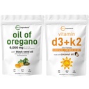 Micro Ingredientes Aceite de Oregano Softgels 6.000mg Por Serving & Vitamin D3 5000 IU Plus K2 (MK-7) 100 mcg, 300 Virgin Coconut Oil Softgels Bundle Pack  4X Strength Carvacrol & Thymoquinon ← Esencial