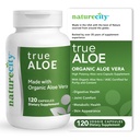 NatureCity True-Aloe Gut Health Support – 80,000mg Aloe Vera Gel Equivalent Por Serving – Organic Aloe Vera (120 capsules) para Digestive, Skin & Joint Support TEN Small Easy-to-Swallow Pills