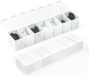 Weekly Small Pill Organizer, 7 Day Pill Case, Daily Vitamin Case Medicine Box, Pill Containers for Medicine Supplements Fish Oil(2Pcs,White)