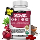 Tablas de patas de remolacha orgánica - 2040 mg de remolachas de óxido nítrico natural para apoyar, energía, cobre negro mejor absorción, no GMO, para hombres mujeres, 90 tabletas