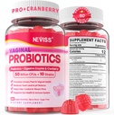 Vaginal Probiotics Gummies for Women PH Balance, Odor Control with Prebiotics, Cranberry, D-Mannose, Promotes Feminine Healthy Vaginal Flora, Urinary Tract, Yeast, Digestive Support, Sugar Free,120Cts