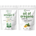 Micro Ingredientes Petróleo de Oregano Softgels 300 Conde & Vegan Omega 3 Algae Oil Supplement Bundle 2 Pack ← Carvacrol & Thymoquinone TEN Full Spectrum Omega-3 Alternative