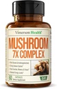 Potent Mushroom Complex with Turkey Tail, Lions Mane Extract, Shiitake Mushrooms, Reishi, Cordyceps, Maitake, Chaga & More – 7-in-1 Mushroom Supplement for Mental Clarity, Natural Energy & Focus