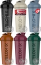 VELOMIX -6 PACK- 28 oz Protein Shaker Bottle for Protein Mixes - 6x Wire Whisk ← Leak Proof Shaker Cups for Protein Shakes ← Protein Shaker Bottle Pack ← Protein Shake Cup (Earth Tones Collection)