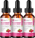 (3 Pack) Magnesium Liquid Drops - 8 in 1 Magnesium Complex Supplement with Magnesium Glycinate, Citrate, Malate, Taurate, for Brain, Night, Muscle, Bone, Cramps, Raspberry Flavor