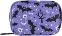 Halloween Bats Pill Box 7 Day Pill Case Travel Pill Organizer Bag with Zipper Portable Weekly Vitamin Medicine Supplement Holder Pouch Bag