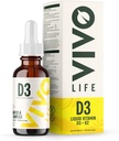 Vivo Life - Vitamin D3 K2, 50ml Liquid Complex Drops, 2000iu of D3, Vegan Health Supplement for Men and Women, 100 Servings