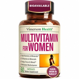 Multivitamínico para Mujeres con Vitaminas Metiladas y Minerales Chelatados para la Energía, el Focus y la Salud Inmunitaria – Premium Daily Womens Multivitamins & Multiminerals – 60 cápsulas