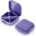 Small Pill Case, Travel Pill Box, Portable Pill Organizer, Pill Container for Pocket 4 Compartments, Daily Compact Travel Medicine Holder for Vitamins Medication (Purple)