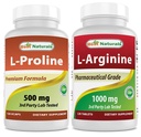 Mejores Naturales L-prolina 500 mg &amp; L-Arginina 1000 mg