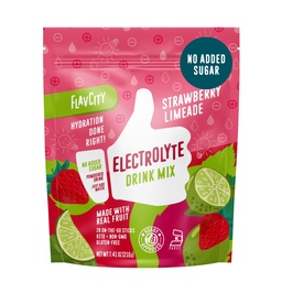 FlavCity Strawberry Limeade Electrolytes Powder Packets - 28 Hydration Packets - No Añadido Sugar - Hidration Powder with Real Fruit & Unrefined Sea Salt - Keto & Gluten-Free (28 Stick Packs)