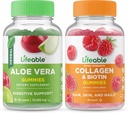 Lifeable Aloe Vera + Collagen " Biotin, Gummies Bundle - Gran Tasting, Suplemento de vitaminas, Gluten Free, GMO Free, Chewable
