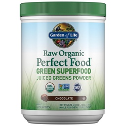 Jardín de la vida cruda comida ecológica perfecta verde superalimentos verdes jugosos Polvo - Chocolate, 60 servidos, no GMO, Gluten libre, Vegan suplemento dietético y Probióticos, Enzimas