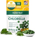 Sunlit Best USDA Premium Chlorella Tablets 500 Tabs ← 100% Pura Clorella Superfood Suplemento Alto en Proteína, Clorofila, Vitaminas, " Minerals " soporta buena salud, bienestar y recuperación