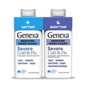 Genexa Clean Cold " Flu Daytime + Nighttime Severe Relief, Dye Free, 0% Artificial Additives, Acetaminophen Fever Reducer, Tos Suppressant, Antihistamine, Organic Blueberry Flavor, 12 fl oz (2 pack)