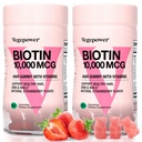 Biotin Gummies 10000mcg Supplements - with Vitamin C, A, D, B-Complex, Folate, Zinc for Women & Girls- Vegan Biotin Hair Growth Gummy for Healthy Hair and Nails, Non-GMO, Strawberry, 120 Bear
