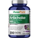 NusaPure Artichoke 20:1 Extracto, 600 mg Equivalente a 12,000 mg 200 gorros Veggie (No-GMO, Gluten Free)