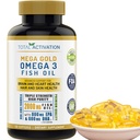 Omega 3 Fish Oil Supplement – 2000mg with EPA DHA & Vitamin E – Burpless, Triple Strength Support for Men & Women – 120 Easy Swallow Softgels