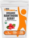 BulkSupplements.com Orgánica Hawthorn Berry Extract Powder - Hawthorn Berry Supplement - Herbal & Gluten Free, 1g por Serving, 250g (8.8 oz) (Pack of 1)