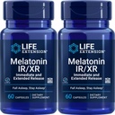 Life Extension Melatonin IR/XR, 1.5 mg, immediate- and Extended-Release Formula for Optimal Sleep Support, Healthy circadian Rhythms, Cellular Defense, Gluten-Free, Non-GMO, 2 X 60 Capsules