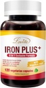 Lovita Iron 18 mg, 6 in 1 Iron Supplement for Women, Vitamin C, Dong Quai & B12, Vegan Vitamin to Support Red Blood Cell Production Without Constipation, 120 Capsules