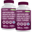 26-en-1 Suplemento de óxido nítrico - Corazón &amp; Circulación Soporte con CoQ10, Turmérico, Hoja orgánica, Hawthorn Berry &amp; Ajo - 2103mg por servicio (120ct, Pack de 2)