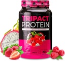 Nutrology TRIPACT Protein Powder - 7-in-1 Meal Replacement Shake with Grass Fed Whey Protein Powder, Pea, Rice, Greens for Muscle Recovery & Immunity, Superberry Flavor, 40 Servings