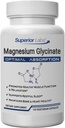 Laboratorios Superiores Magnesium Glycinate 1250 mg, Alta absorción, Pura no GMO, soporta la calidad de sueño, asas musculosos calambres, bonificación y salud cardíaca, 120 caps.