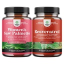Bundle of Women's Saw Palmetto and Resveratrol Supplement - Saw Palmetto Extract Capsules with Maca Root " Biotin for Hair Loss and AMPK Metabolic Activator for Metabolism Boost " Cellular Efficiency