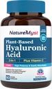 Hyaluronic Acid Supplement, with Vitamin C, 250mg Plant-Based HA, 90 Vegan Caps, for Skin & Eyes, Collagen Production, Easily Absorbable