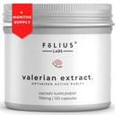 Valerian Root 4:1 Extracto Cápsulas 750mg – Optimizada Puridad Activa – 4X Concentración Valerian Root Extract Suplemento - Gluten Free, Non-GMO - Promueve Relajación - 120 Cápsulas