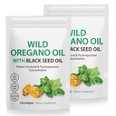2 Pack Oil of Oregano Softgels, Oregano Oil Capsules, 165mg Carvacrol, 2 en 1 Fórmido aceite de orégano con aceite de semilla Negro 200mg, Oregano Oil Supplement Capsules