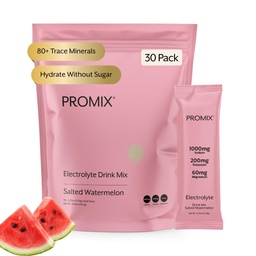ProMix Nutrition Electrolytes Powder Hydration Packets - Himalayan Pink Salt, Magnesium, Potassium, Vitamina C - Salted Watermelon, Lightly Sweetened - 30 Servings (Pack of 30)