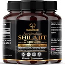 Himalayan Shilajit Capsules - 100% Puro &amp; Natural 90 Píldoras Vegan - Gold Grade Wellness, Energy & Vitality Supplement for Men &amp; Women - Grade A Shilajit Rich in Fulvic & Humic Acid