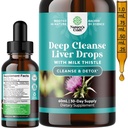 Deep Liver Cleanse, Detox &amp; Repair with Milk Thistle Liquid Drops - Liver Detox Liquid Artichoke Extract with Dandelion Leaf, Ginger & Turmeric Curcumin for Immunity & Daily Cleanse - 2Fl OZ