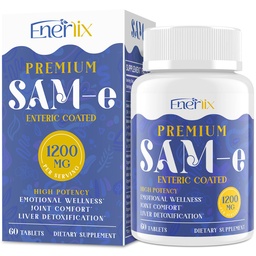 1200 MG SAM e Supplement for Brain, Mood, Joint, and Liver, High Absorption SAM-e (S-Adenosyl-L-Methionine) con CoQ10, 5-HTP, Enteric Coated 60 Tablets, Vegan