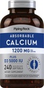 Piping Rock Calcium 1200 mg with Vitamin D3 | 240 Softgels | 5000 IU Vitamin D3 | Absorbable Calcium Supplement| Non-GMO, Gluten Free