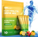 Sugar Free Electrolytes Powder with Natural Flavors, 3X Rapid Hydration Packets with 10 Electrolyte & Vitamins, Liquid Daily IV, Non-GMO, Gluten-Free, Keto, Vegan, 16 Sticks, Lemon