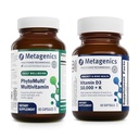 Metagenics Bundle - PhytoMulti & D3 10,000 + K - 60 Capsules of PhytoMulti for Men & Women - 60 Softgels of D3 10,000 + K for Immune Support, Bone Health & Heart Health