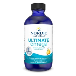 Nordic Naturals Ultimate Omega Liquid, Lemon Flavor - 4 oz - 2840 mg Omega-3 - High-Potency Fish Oil Suplemento con EPA & DHA - Promueve Brain & Heart Health - Non-GMO - 24 Servings