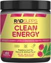 Clean Energy - Pre Workout Powder for Men & Women with BCAAs Amino Acids, Energy Drink Powder, Amino Acid Energy Powder for Energy & Focus - 40 Servings (12.7 oz, Raspberry Iced Tea)