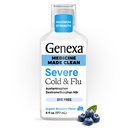 Genexa Clean Cold " Flu Relief, Dye Free, 0% Artificial Additives, Severe Daytime Medicine for Body Pain, Cough, Cold and Flu, Headache, Fever, Chest Congestion, Organic Blueberry Flavor, 6 fl oz