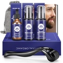 Beard Gift Kit - Oil,Wash,Conditioner, Roller (Needle Length: 0.25mm) for Beard, Storage Bag,Mustache Gifts Set for Boyfriend Husband Fathers Dad Men Him