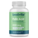 BESTVITE Folic Acid 1000mcg (Vitamin B9) (240 cápsulas vegetarianas) - No Dicalcium Phosphate - No Stearates -No Silicon Dioxide - Non GMO - Gluten Free