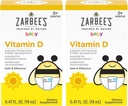 Zarbee's Vitamin D Drops for Infants, 400IU (10mcg) Baby & Toddler Liquid Supplement, Newborn & Up, Dropper Syringe Included, Pack of 2 0.47 Fl Oz Bottles