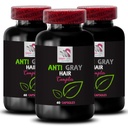 Anti cápsula de pelo gris - ANTI GRAY HAIR COMPLEX - Color visbrant, Solución de pelo gris, Color despertar, tono natural, Renacimiento del pigmento del cabello, tono fresco, soporte de pelo gris 3 botellas 180 cápsulas